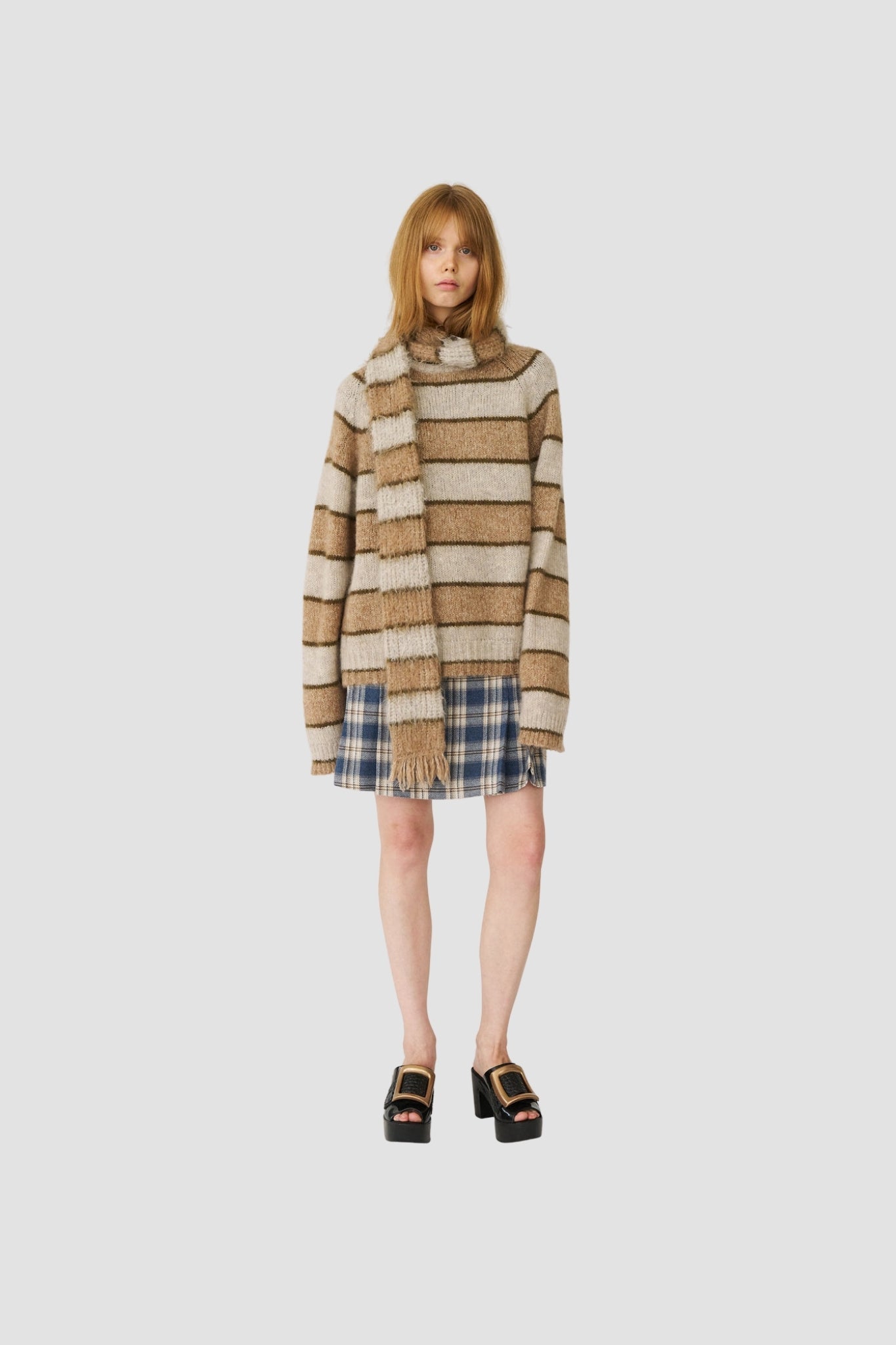 RAGLAN KNIT Beige Stripe