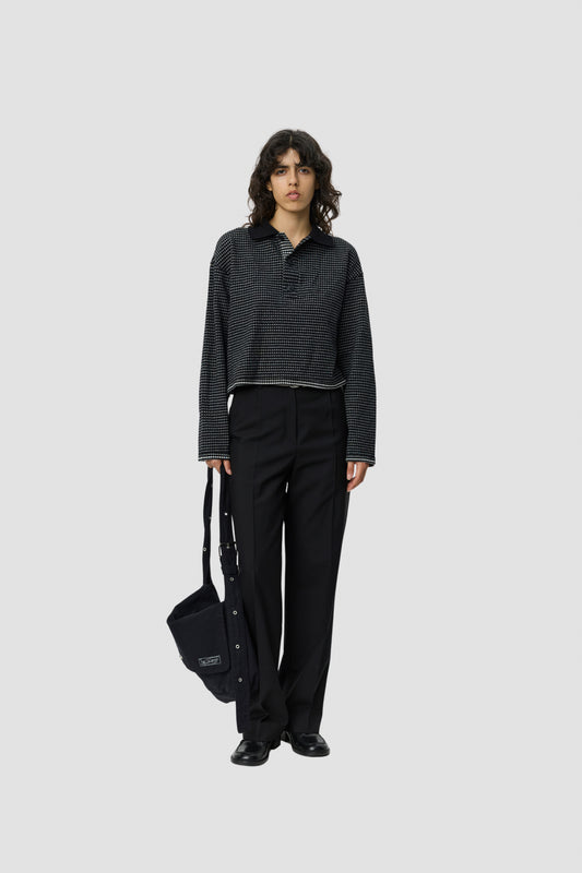CROPPED LS POLO W Black Experienced Check