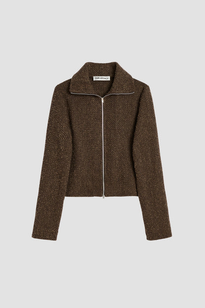 SLIM ZIP LONGSLEEVE Brown Sparse Buckle