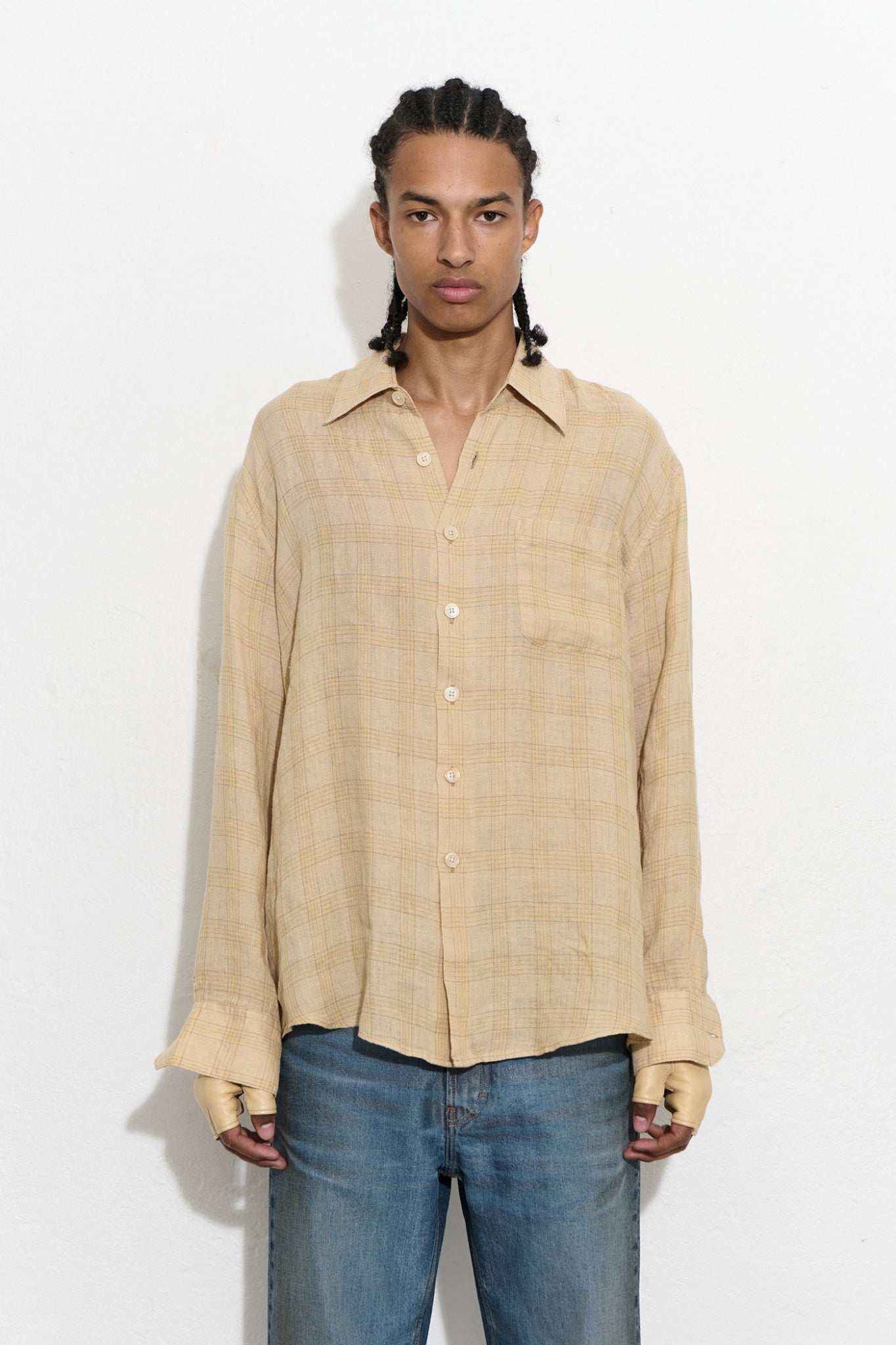 ABOVE SHIRT Vacay Check Gauze Linen