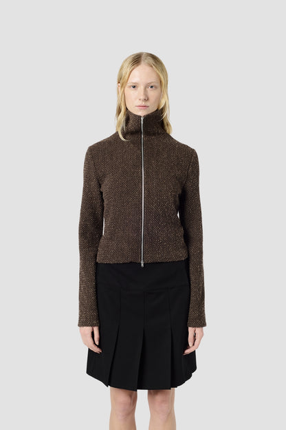 SLIM ZIP LONGSLEEVE Brown Sparse Buckle