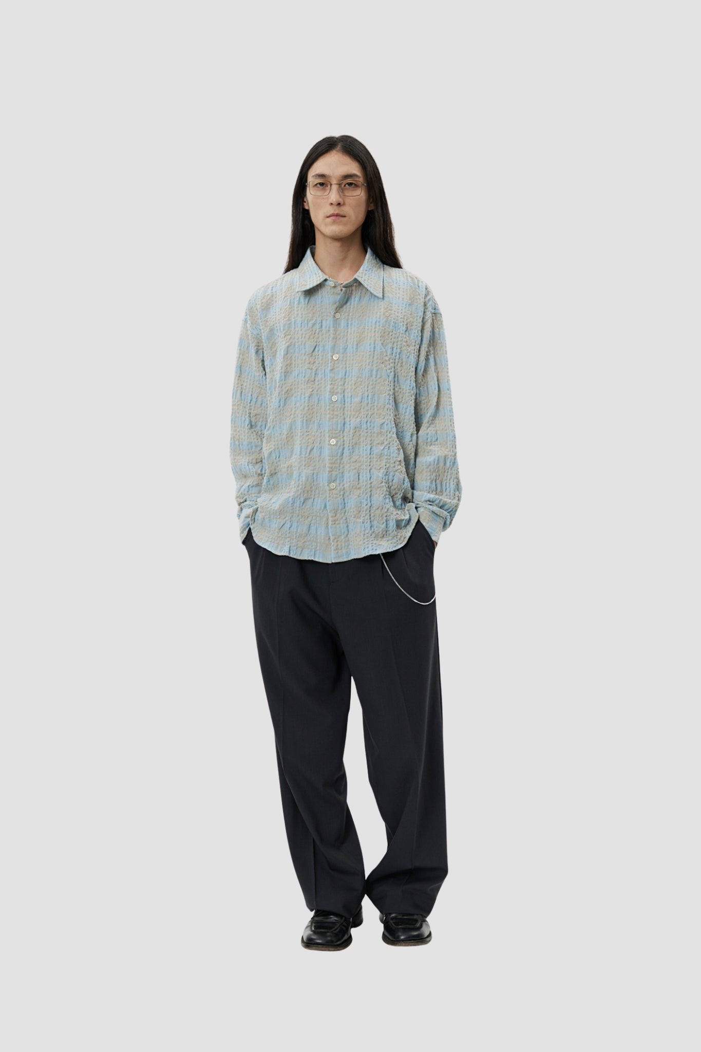 EXACT SHIRT Pale Blue StructuredCheck