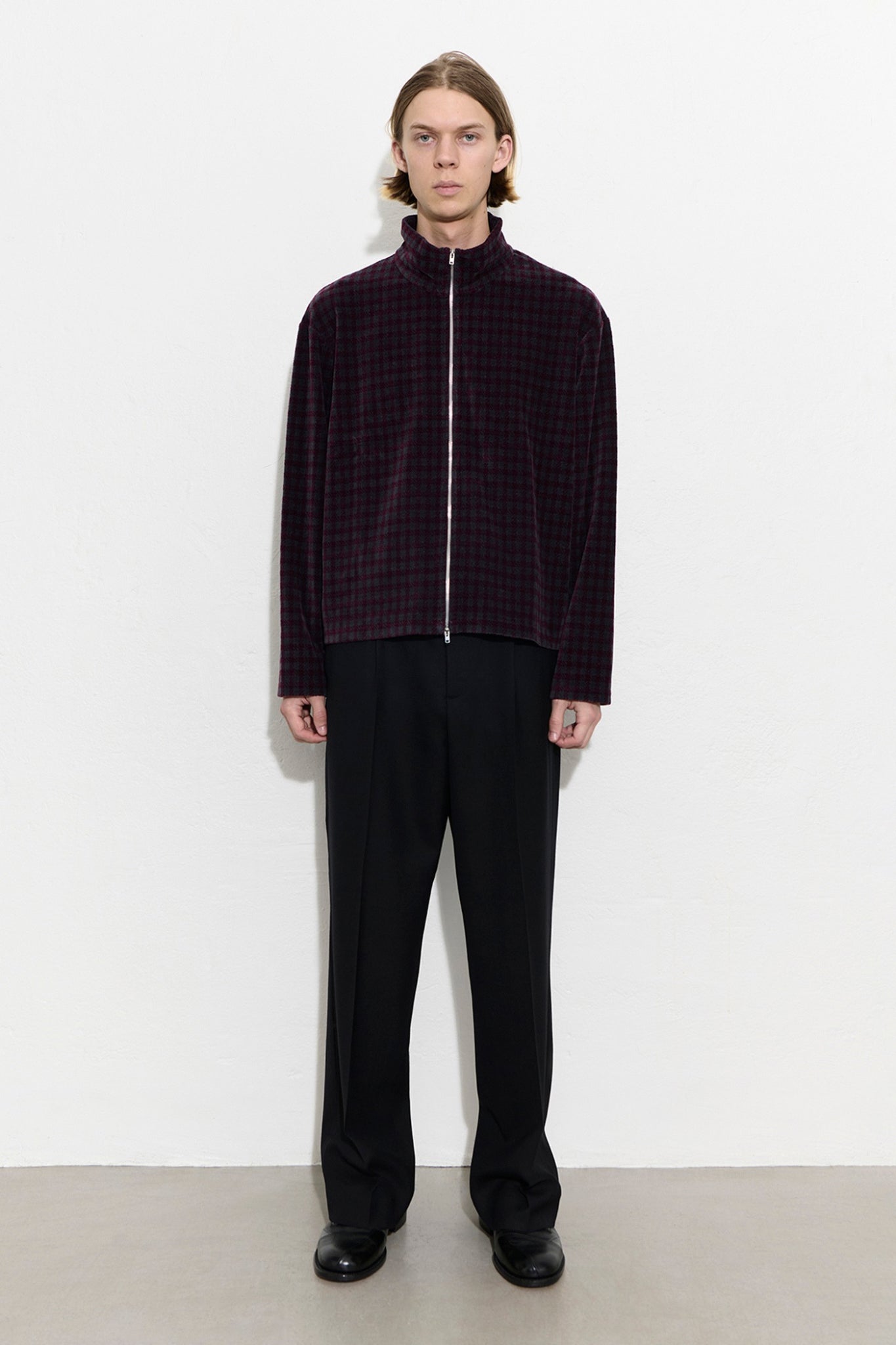 SHRUNKEN FULLZIP Merlot Houndini Check Velor