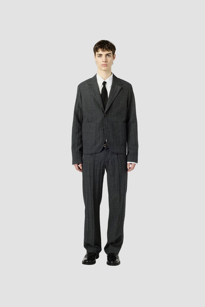 TEMP BLAZER, Stone Grey Plisse Wool