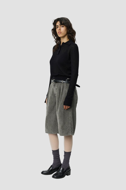 PARTIAL PLACKET POLO Black Rib