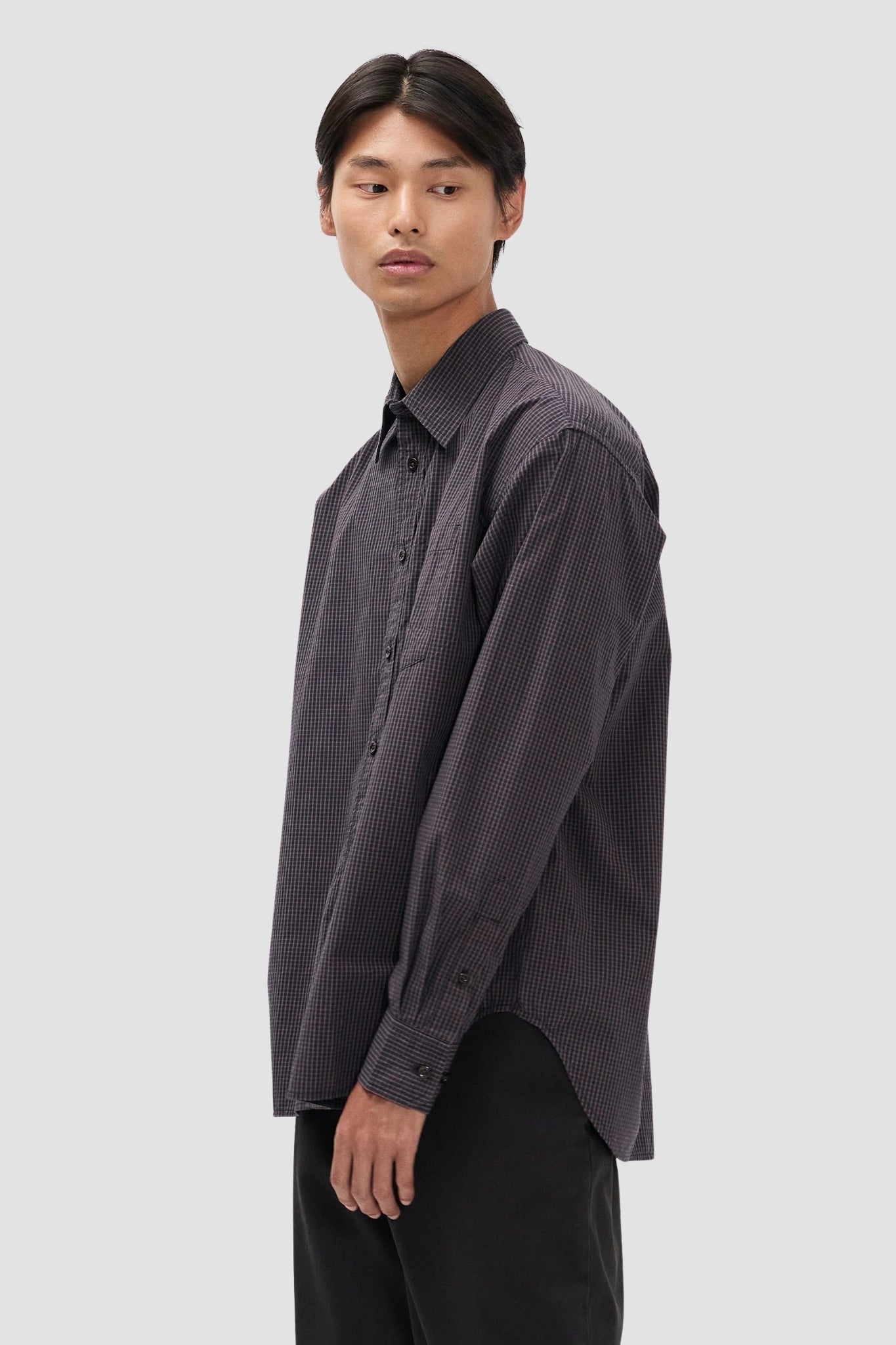 ESPEVIK OVERSIZE POPLIN CHECK SHIRT Dark Navy Check