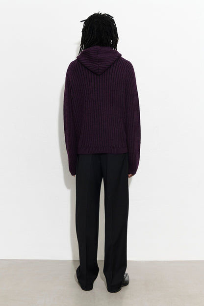 LEVEL HOOD Night Violet Stripe Isles Wool