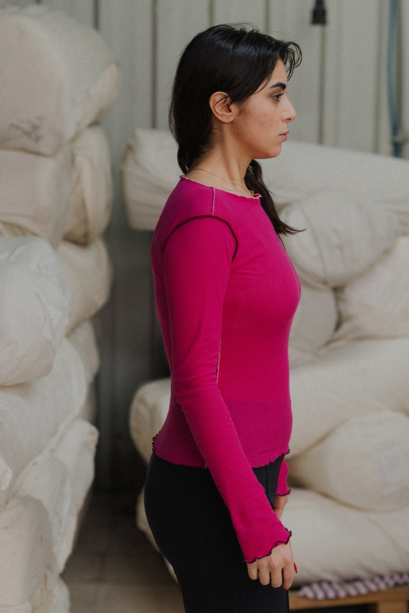 VEIN LONG SLEEVE TEE York Pink