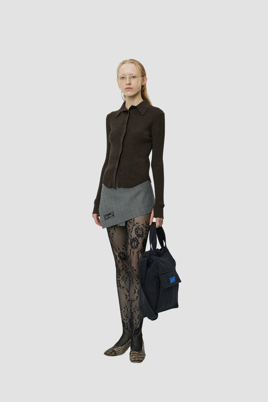 KNITTED RIB SHIRT Dark Brown