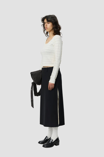 DEEP HENLEY Off White Stripe