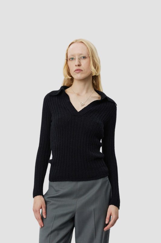 OPEN PLACKET POLO black snug