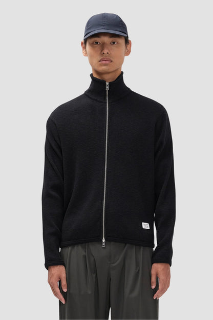 TENO MILITARY RIB ZIP CARDIGAN Black