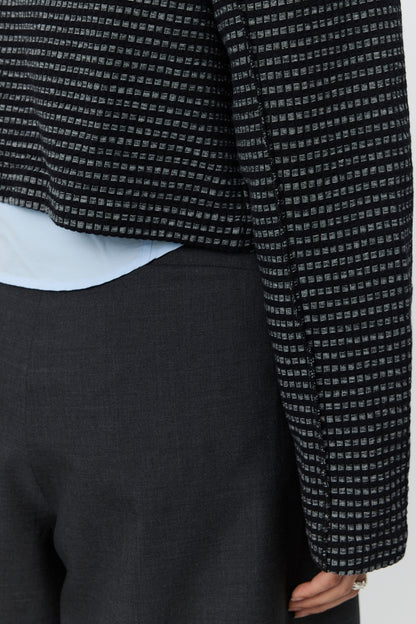 CROPPED LEISURE ZIP UP W Black Experienced Check