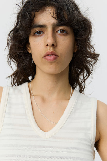 V-NECK TANK TOP Off white stripe