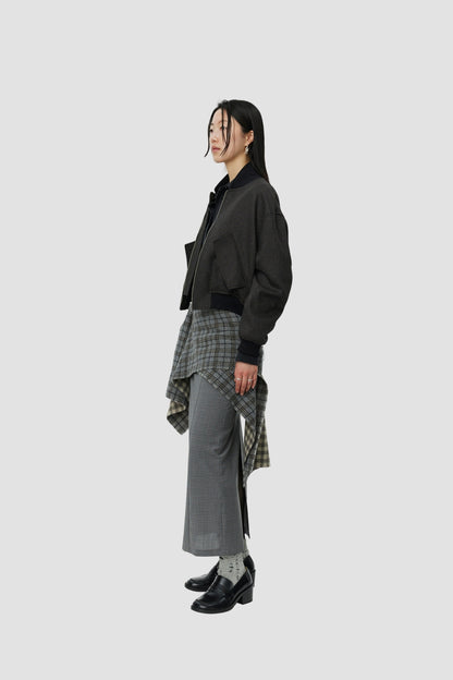 BLOUSON JACKET Brown Melange Stripe