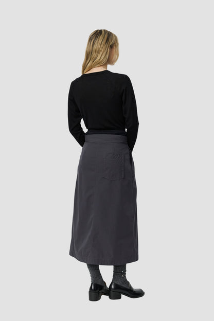 CLASSIC WRAP SKIRT Mushroom Micro Check Poplin