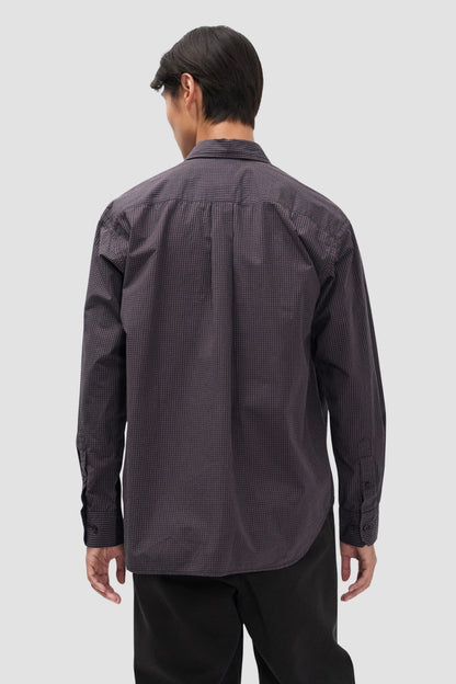 ESPEVIK OVERSIZE POPLIN CHECK SHIRT Dark Navy Check