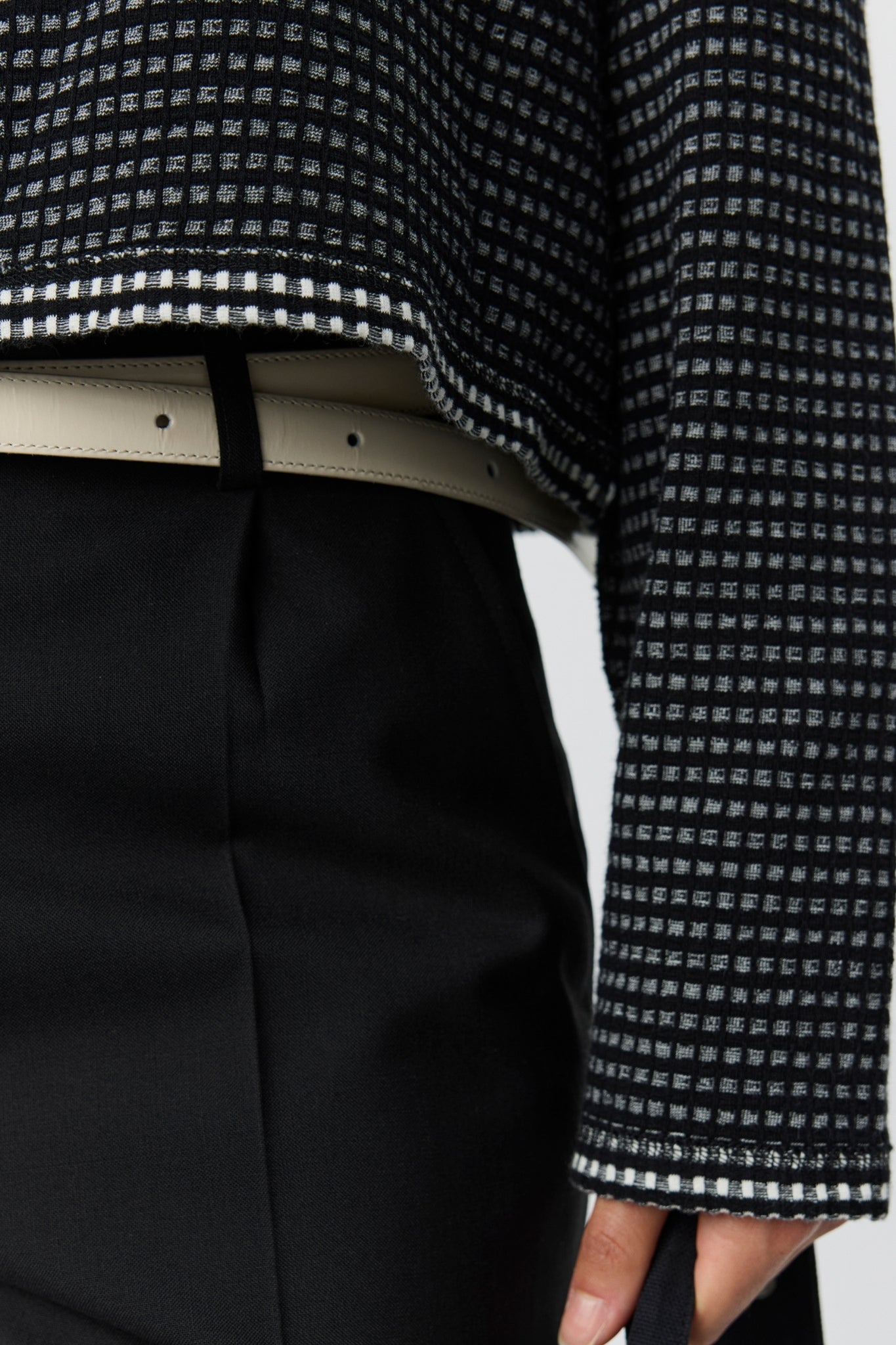 CROPPED LS POLO W Black Experienced Check