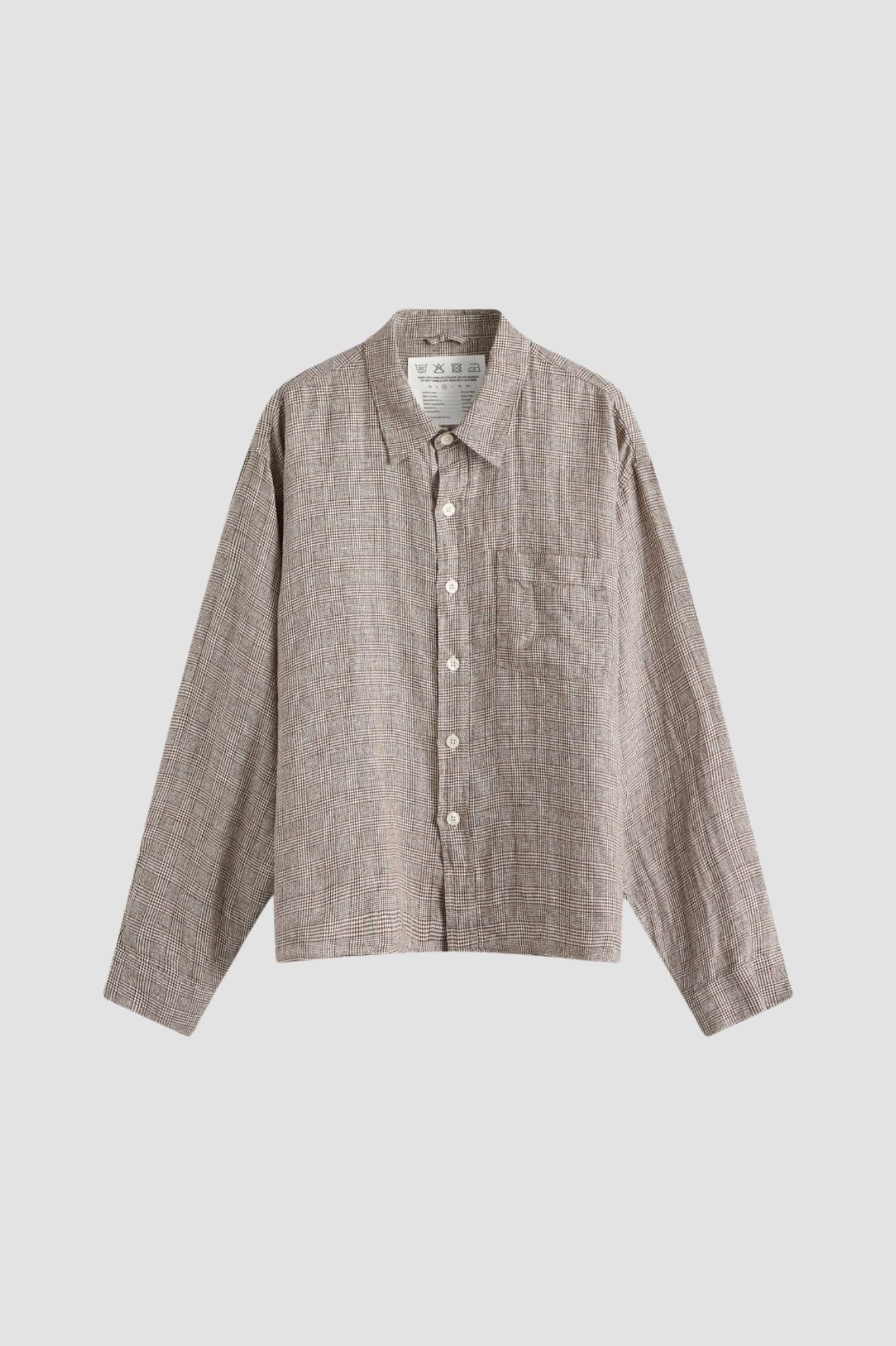 PRIORITY SHIRT Brown Linen Check