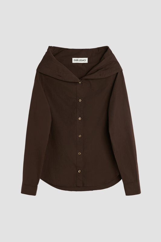 KAONASHI SHIRT Hefty Brown Coarse Poplin