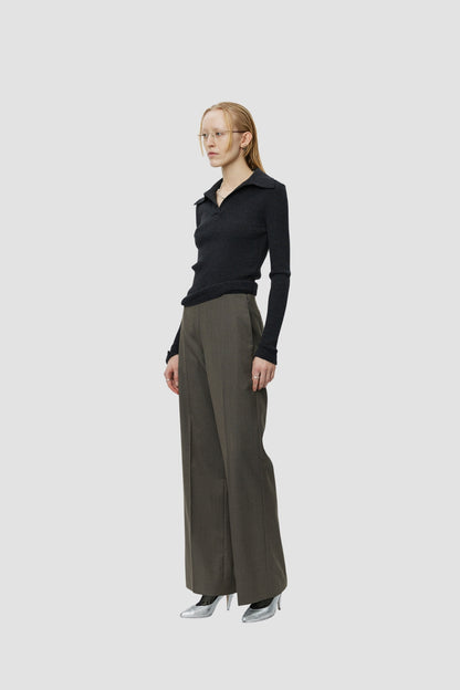 TAPER TROUSERS Taupe Wool
