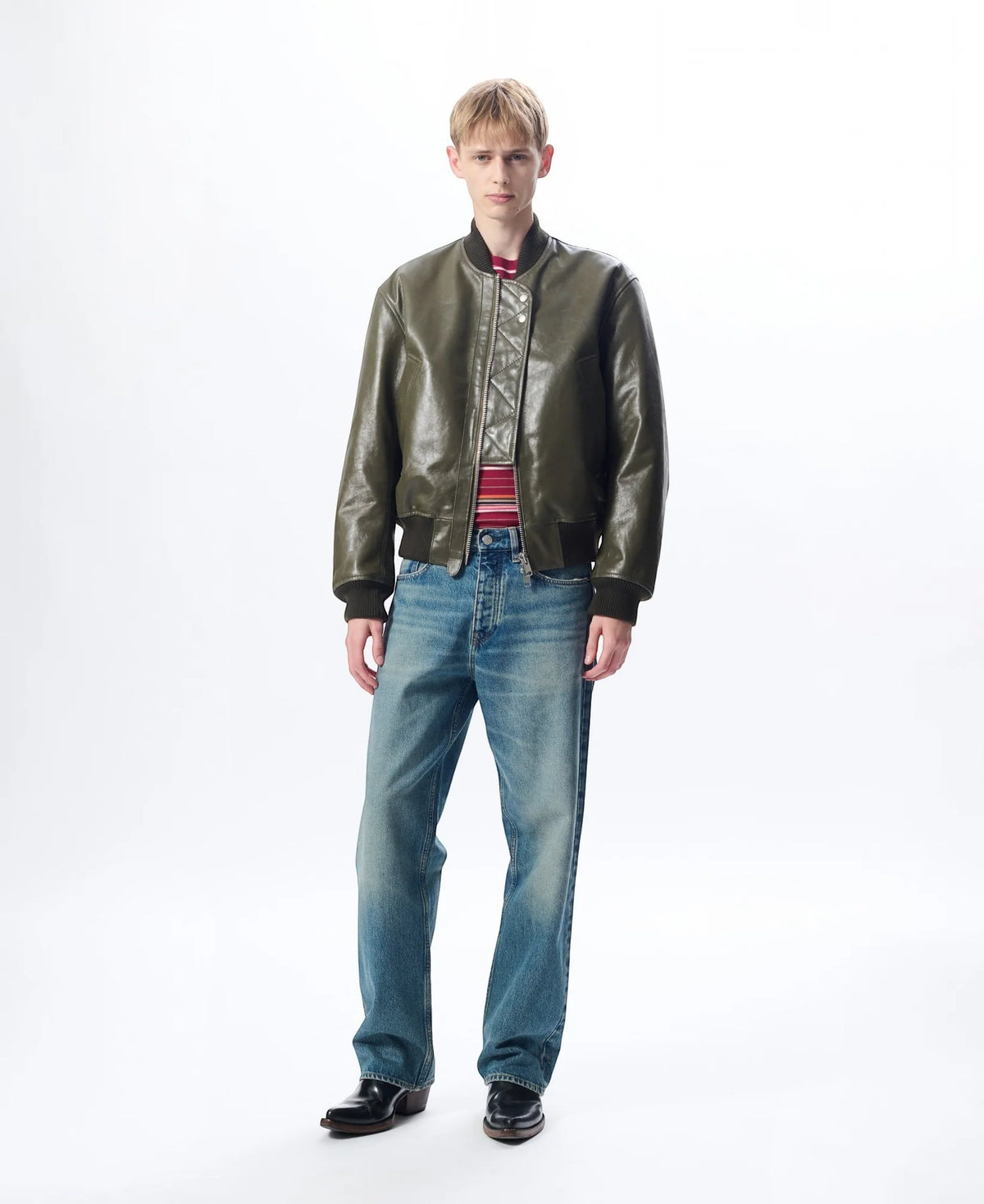 LEATHER FLIGHT JACKET 320 green
