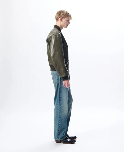 LEATHER FLIGHT JACKET 320 green