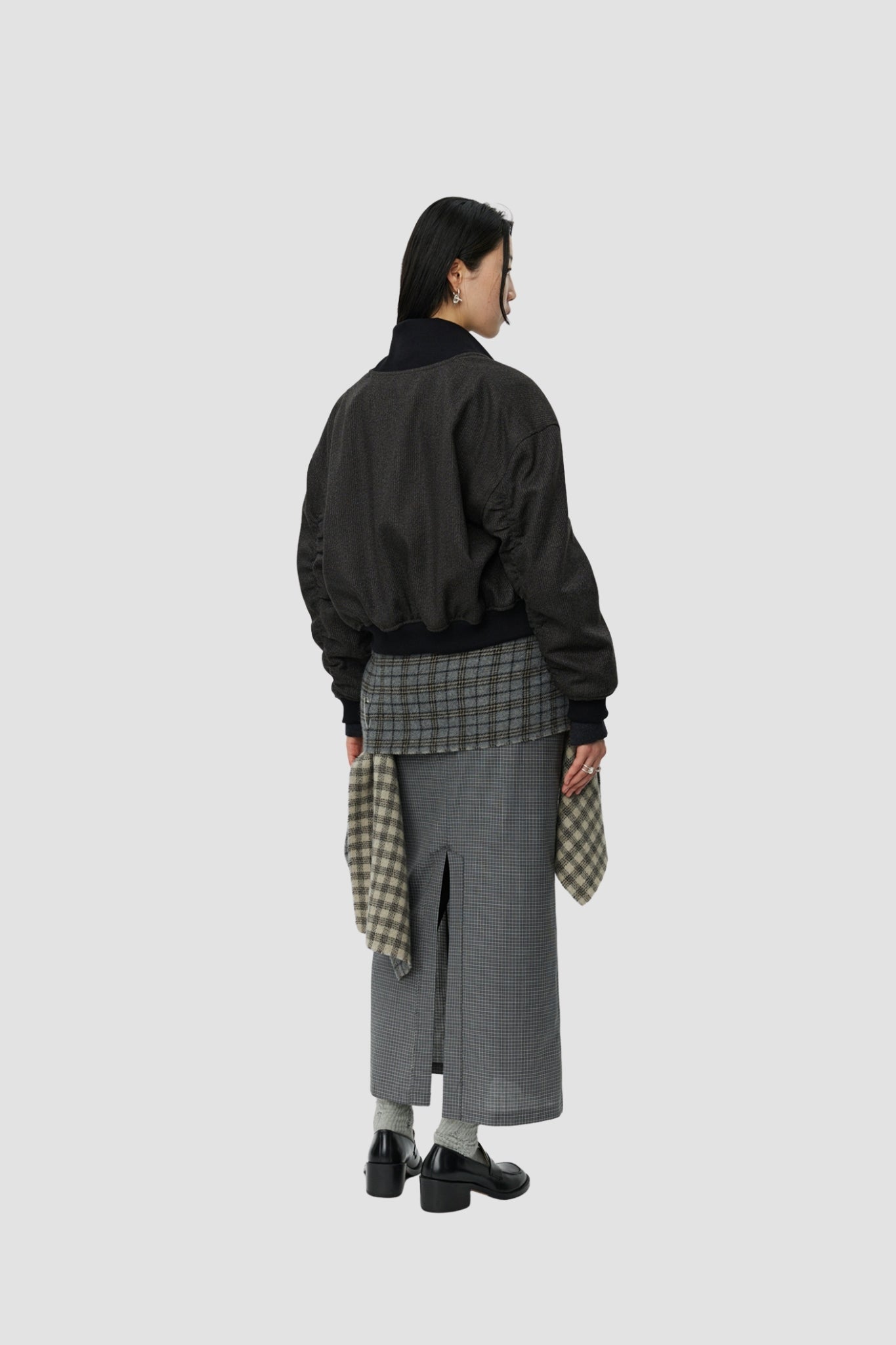 BLOUSON JACKET Brown Melange Stripe