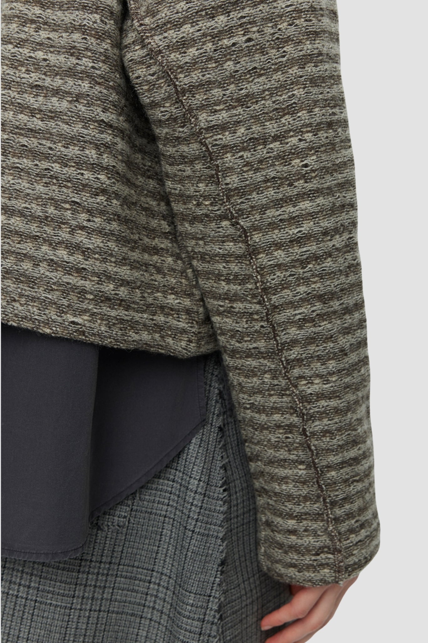CROPPED LEISURE ZIP UP Shredded Brown Stripe