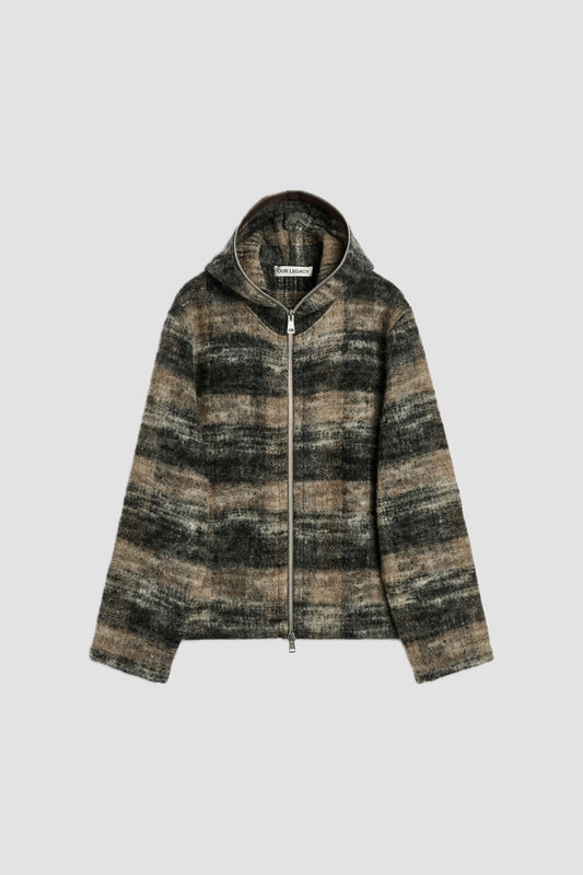 FULL ZIP HOOD night woods check lofty wool