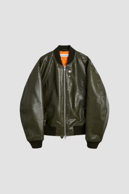 LEATHER FLIGHT JACKET 320 green