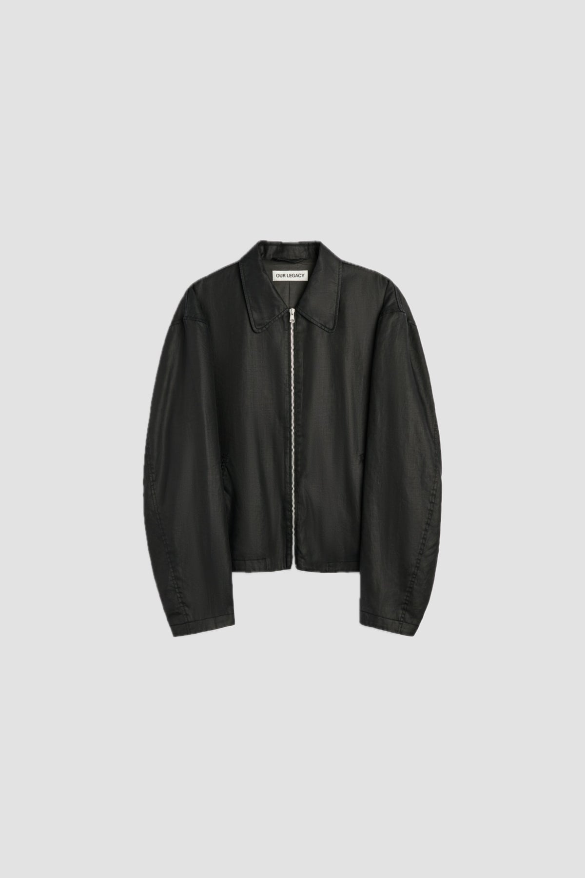 MINI JACKET WORKER lacquer black mirror tencel