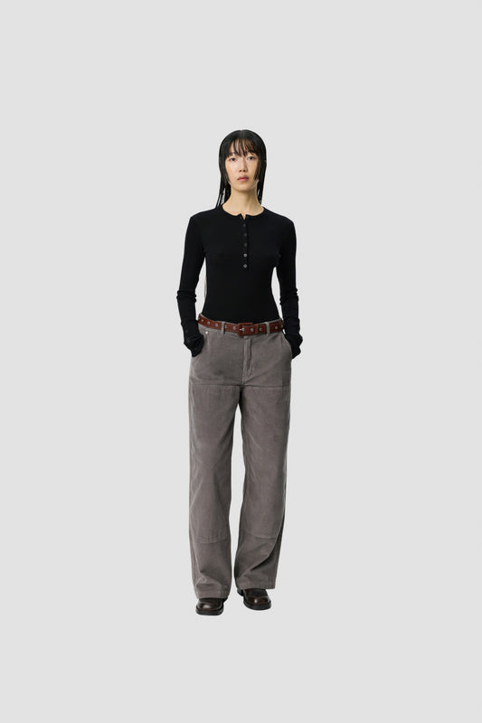 W DOUBLE KNEE TROUSERS dusty gull multi cord