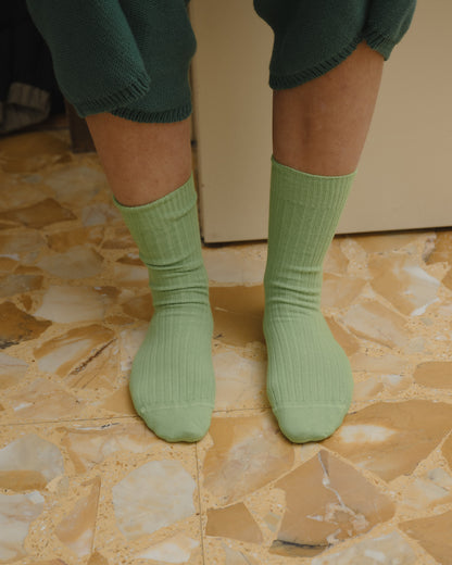 RIB OVERANKLE SOCKS SPIRAL Green